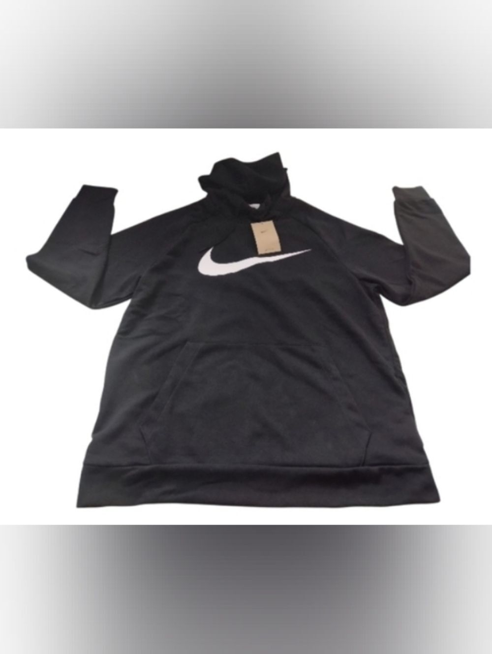 Nike Black Pullover Hoodie with White Swoosh Size L New Kangaroo Pockets